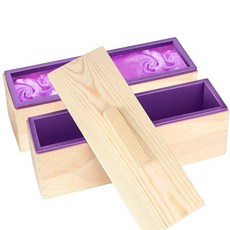 [포르르] zoenhou 3pcs 42온스 비누 몰드 유연한 직사각형 실리콘 만들기 몰드 키트와 나무 상자 diy 도구 세트 용품, Purple, 4PCS