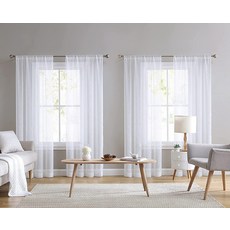 Laura Ashley 로드 포켓이 있는 화이트 시어 커튼 각 패널 치수 너비 96.5cm x 길이 274.3cm(38인치 108인치) 바릭 4개 330560