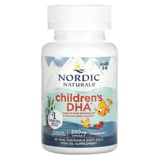 노르딕내추럴스 칠드런 Childrens DHA 3-6세 딸기 맛 미니 소프트젤 90정