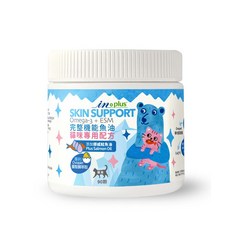 IN-PLUS 完整型機能魚油嚼錠-貓咪專用配方/90顆 貓咪專用寵物保健品，Omega-3呵護皮膚，告別搔癢，維持毛髮亮麗, 1個, 完整型機能魚油嚼錠,90顆/罐, 皮膚/頭髮, 90顆