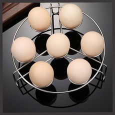 여러 달걀 한 번에 삶기 7구 에그 홀더 스테인리스 원형 찜틀 냄비 에어프라이어 조리 받침대 계란, 1개