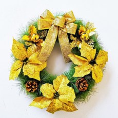 臺灣出貨 聖誕節裝飾品聖誕花環門掛4050釐米加密藤條櫥窗裝飾鬆果花環圈 JTRU, 40cm松針花環B款（送掛鉤）, 1個