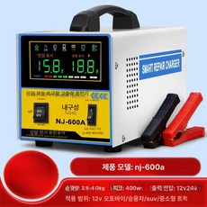 자동차 배터리 수리 12v 복원 재생기 충전기 펄스 24v 밧데리교환 아반떼 블록 기아, 1개, 600A 순동 코일 완충 자동 정지