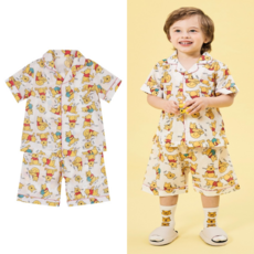 아가방 유아 키즈 여름 이월 시원한 원단 부드러운 디즈니 잠옷 꿀통푸우반팔파자마