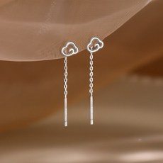 買買鴨 925純銀雲朵耳線耳環 銀色