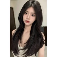 여성 긴머리 생머리 가발 내츄럴 패션 통가발, 1개, 브라운블랙 1개, 브라운블랙