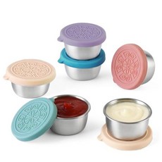 Doumi Lab 누출 방지 스테인리스 도시락 미니 소스통 소스 용기, 6개, 50ml