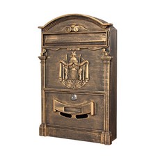 拜爾家居 鑄鋁掛牆式別墅郵箱 防潑防鏽室外郵件箱 附鑰匙, 歐式復古