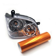 자동차 유리 창문 데칼 카멜레온 헤드 라이트 필름 테일 램프 시트지 30cm x 50cm, 라이트필름-오렌지[30cm x 50cm], 1개