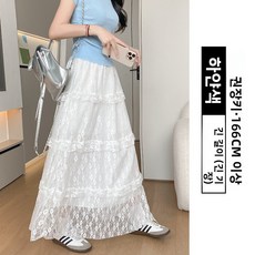 Yellwel언발란스 레이스 하프스커트 여성 여름 미디스커트 DJP