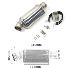 스테인레스 스틸 51mm 공용 오토바이 배기 머플러 이스케이프 310 440mm 100cc-1000cc ATV GP 스쿠터 (fz6, [07] A1 yoshi sticker