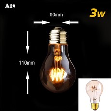 retro dimmable led edison bulb e27 3w gold spiral filament st64 g125 ampoule led 램프 백열 샹들리에 장식 조명, a19 2200k, e27 220v, 네, 1개