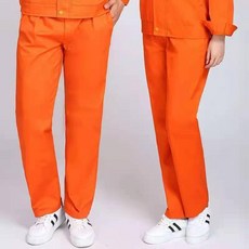 優選 春秋冬工作服套裝上衣褲子男女長袖勞保服車間汽修耐磨反光條工裝 副廠商品, 1個, 橘黃色褲子 褲襠加固 ,165/M 建議50.0-60.0公斤, 橘黃色