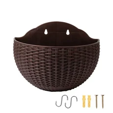 뜨거운 매달려 꽃 바구니 정원 파티 수제 DIY 잡화 주최자 벽 인공 등나무 홈 장식 냄비, 01 21x16.5cm, 08 I 1PC