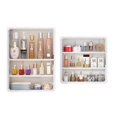 多功能壁掛式化妝收納盒, 1個, 壁掛化妝盒【大號】, 白色
