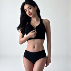 마린웨이브 앞지퍼 브라 래쉬가드 이너 팬티 브래지어 상하 세트