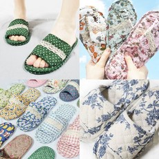 퀼트실내화 면실내화 천실내화 이중 두겹 더블 쿠션 어린이집 선생님 덧신 슬리퍼, 레드플라워(두겹/레이스), 1개