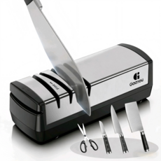 Gaayou 전동 칼갈이 자동 숫돌 연마기 3초 초고속 무선 샤프너 나이프 가위 멀티 롤링 가정용 업소용 다용도, 1개, 실버