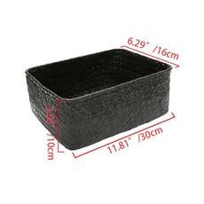 직조 등나무 상자 보관 바구니 검은색 고리 버들 정리함 선반 주, 3.L