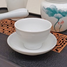백자 물레 무지 다도 찻잔과 받침세트 다기잔 도자기잔, 1개