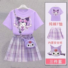 【臺灣-出貨】庫洛米衣服女童jk套裝網紅女孩夏裝連衣裙兒童學院風百褶裙子夏季 ZMTJ