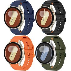 삼성 갤럭시 워치 7 6 5 4 FE 밴드 40mm 44mm 남성 여성용 틈 없는 부드러운 실리콘 스트랩 47mm 43mm/클래식 46mm 42mm/5 프로 45mm용 스포츠, 블랙+아미 그린+블루+오렌지