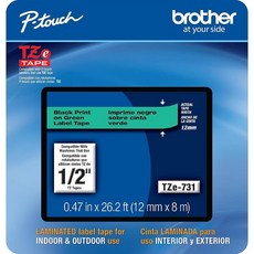 Brother 정품 TZe211~0.6cm 화이트 라벨 테이프에 블랙 프린트 각각: 0.23 in x 26.2 ft (6 mm x 8 m), 오래된 포장, 12mm (0.47인치), 그린 바탕에 블랙
