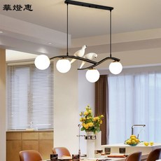 華燈惠 餐廳吊燈 北歐風格簡約現代飯廳燈 創意小鳥書房燈吧檯網紅大廳燈飾, 4頭,金色, 金色