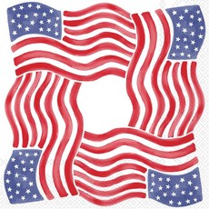 IHR Ideal Home Range 칵테일 냅킨 일회용 3겹 종이 파티 용품 12.7 x 12.7cm(5 x 5인치) 별 및 줄무늬 사각형 20개, IHR Ideal Home Range 칵테일 냅킨 일회