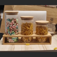高硼硅玻璃密封儲物罐 附鹿頭裝飾 家用茶葉收納, P平光【三件式】, 1個