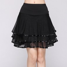 댄스복 하의 라틴 스커트 라인 밴딩 치마 스윙 메쉬