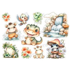 可愛動物轉印貼紙, 1個, 藝術紙-A4