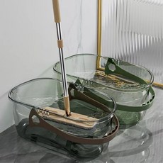 熱銷新品 【手提方便】涮洗拖把桶長方形平闆拖佈桶單桶拖地提桶水桶塑料方桶傢用墩佈桶, 1個, 抹茶綠,45cm加大拖把桶【長38cm拖把使用最