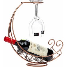 와인 유리 랙 - 금속 병 r랙 스탠딩 디스플레이 데스크톱 스템웨어 보관 해적선 청동, 2cup Bronze