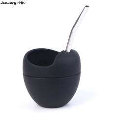 Bpa 실리콘 봄빌라 스트로 온스 칼레바스 메이트 5 컵 예르바 세트, Black, 1개