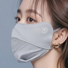 안면마스크 자외선 차단 쿨 햇빛차단 마스크 망사 냉감 쿨링 면마스크 숨쉬기편한 스포츠 얼굴 가리개 여름 등산 골프 자전거, 1개, 연그레이