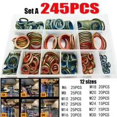 100245개 씰링 켓 세트 오일 드레인 결합 와셔 씰 M6 M8 M10 M12 M14 M16 M18 M20 M22 M24 M27 M30, 100PCS M6-M16