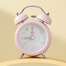 DIU 桌面小時鐘高顏值機械大聲鐘錶兒童初中學生專用定時鬧鐘, MD701柔霧粉:如圖