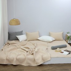 스누즈 코지 60수아사 피그먼트 패밀리패드 겸 이불 4colors (일반형/밴드형), (고정밴드X) 크림베이지