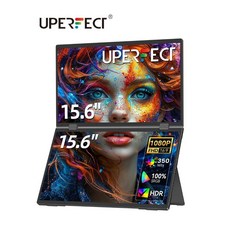 UPERFECT 휴대용 듀얼모니터 15.6인치 1080P FHD IPS 접이식 스택 노트북 화면 확장기 게임용 USB-C 플러그앤플레이 여행용 확장형 컴퓨터 디스플레이 PC Win, US 플러그