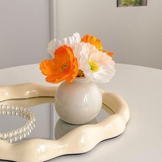 【新品熱賣】幹花 ins風彩色陶瓷小花瓶 居家裝飾 假花 幹花 桌面裝飾 乾花擺件 仿真花套裝 桌面盆栽 案頭迷你小擺件, 精美小瓷瓶+冰島混色虞美人