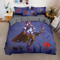월드 오브 워크래프트 게임 3D 프린트 이불 커버 세트 킹 퀸 더블 풀 트윈 싱글 사이즈 침구 어린이 선물, 04 C