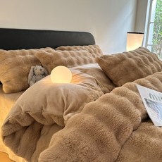 冬季加絨AB版獺兔毛絨被套 珊瑚絨牛奶絨學生宿舍, 淺駝,150*200cm單被套