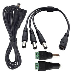 DZYDZR 2.1mm x 5.5mm 암 수 DC 전원 플러그 터미널 어댑터 1쌍 + 암 - 3 수 플러그 5.5x2.1mm 포트 12V 스플리터 케이블 + 1미터 수-암 전원, 1개