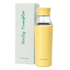 MOOA 스테인리스 보온보냉 텀블러 트라이탄 티백 물병, 1개, 450ml, 레몬 옐로우