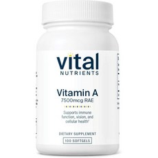Vital Nutrients Vitamin A 7500mcg RAE | Vitamin A Supplement for Function Vision Skin and Cellu, 100 Count (Pack of 1), 1개, 100