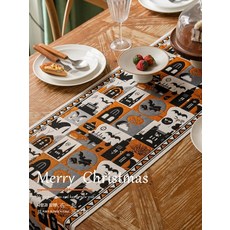 크리스마스 테이블보 캠핑 러너 홈파티 체크 빈티지 파티, E. 35200cm