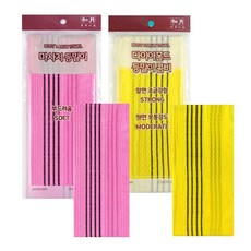 심플린 송월타올 목욕용 등밀이 때타올 때밀이, 1세트, 2개입, 노랑+핑크