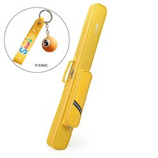 臺球桿包二分之一大頭桿袋防碰九球桿桶4孔手提肩背撞球桿袋, T-04四孔1/2黃+球掛件（號色隨機）