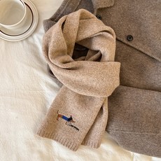 러브심플 남녀공용 강아지 자수 솔리드 캐시미어 머플러